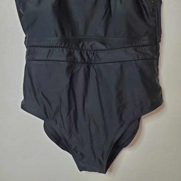 WOMEN’S HIGH NECK MEDIUM COVERAGE ONE PIECE SWIMSUIT SHADE & SHORE BLACK 20 - Picture 5 of 13